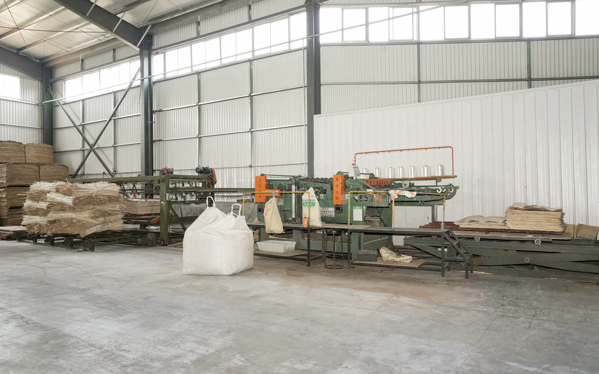 Veneer composing equipment inside the plywood factory