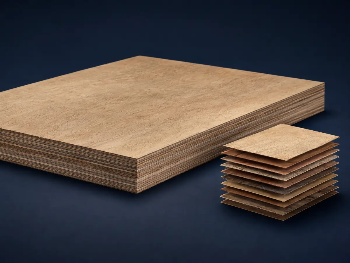 Material construction visualization for Pallet Base Plywood: Core: Acacia + mixed hardwood